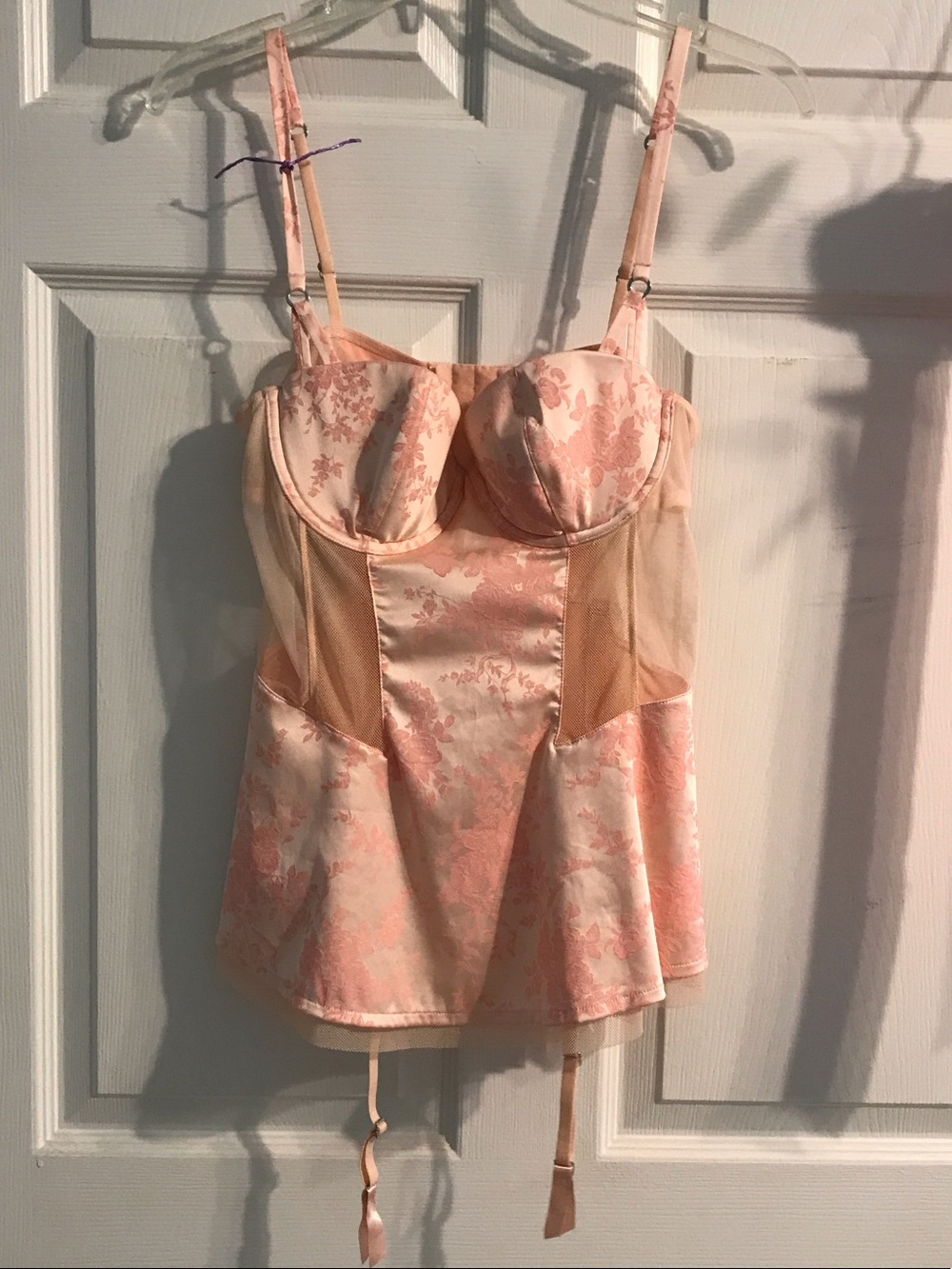 Victoria Secret Pink Floral Bustier Chemise with Garters